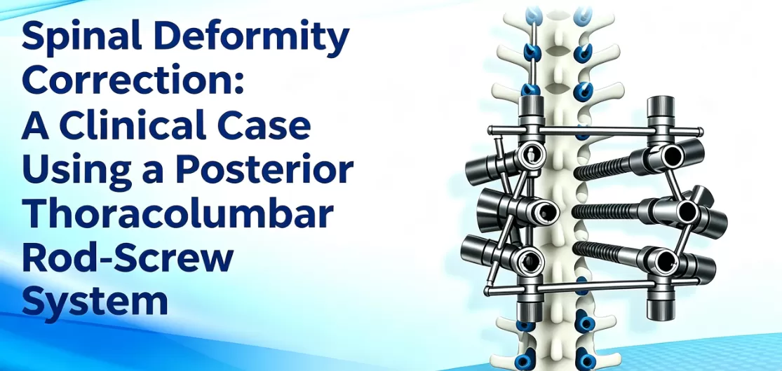 Spinal deformity correction clinical case with posterior thoracolumbar rod-screw system